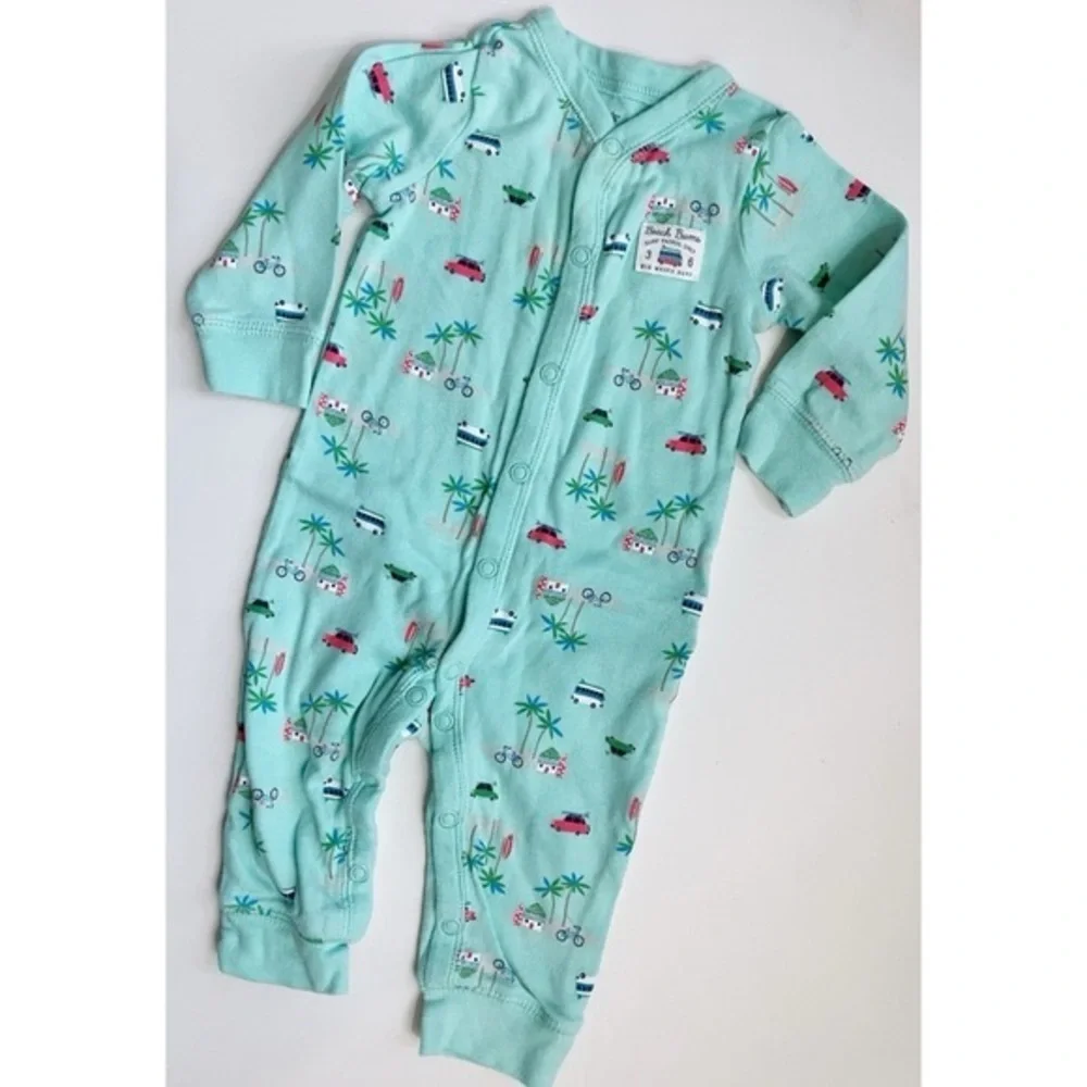 Carters • Teal Baby Sleeper Pajamas Beachy Pattern Footless Sleep & Play
